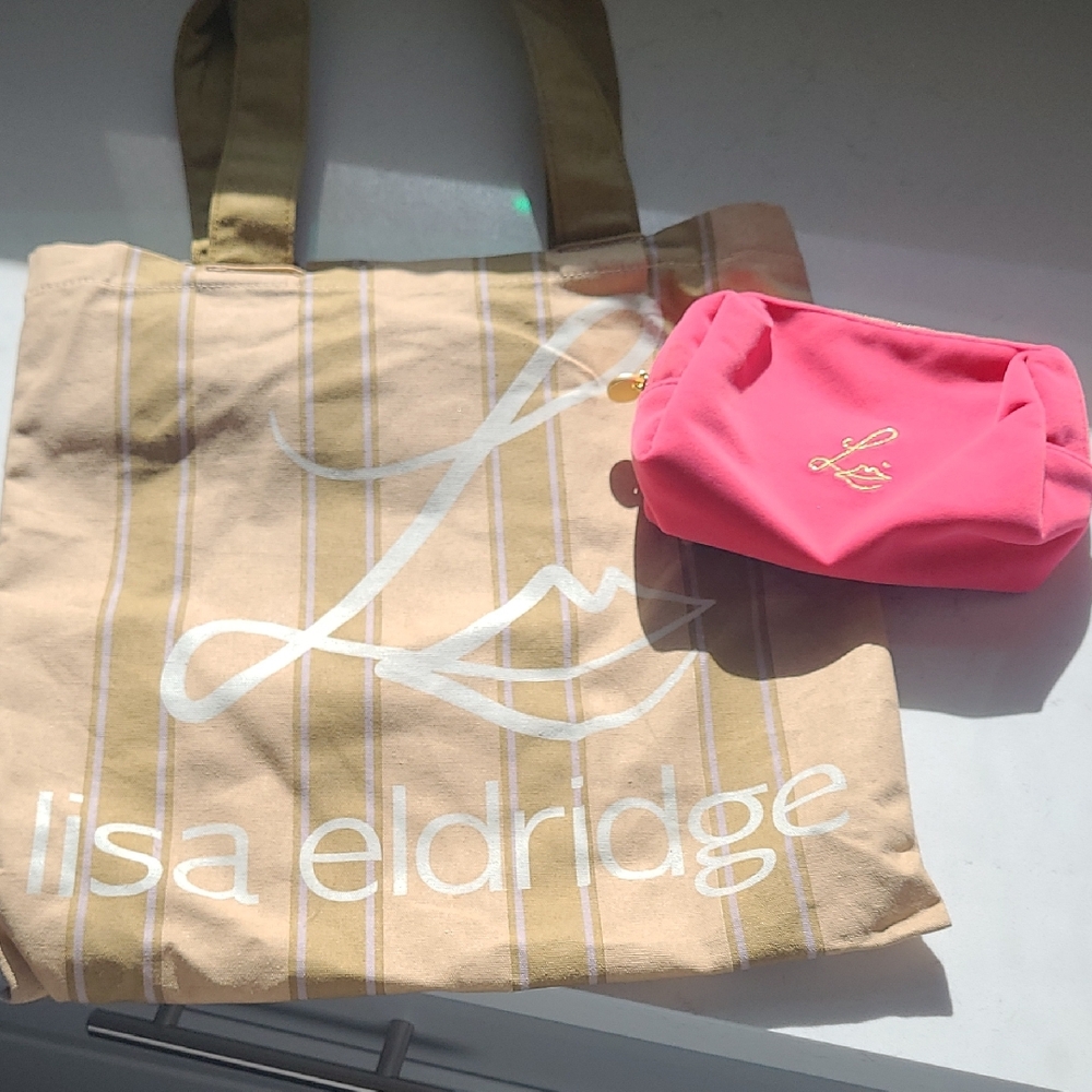 Lisa Eldridge Tan and Pink Tote Bag Set